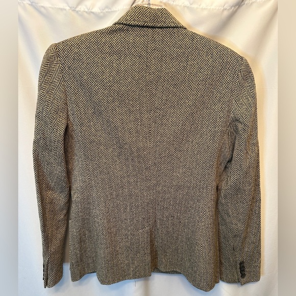 Vintage 100% Silk Ralph Lauren Women's Size 4 Herringbone Blazer Tan Black Italy - Picture 6 of 11